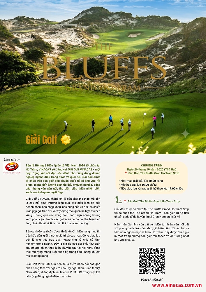 vinacas moi doanh nhan nganh dieu tham gia giai golf vinacas 2026 ket noi vuon tam cong dong dieu toan cau