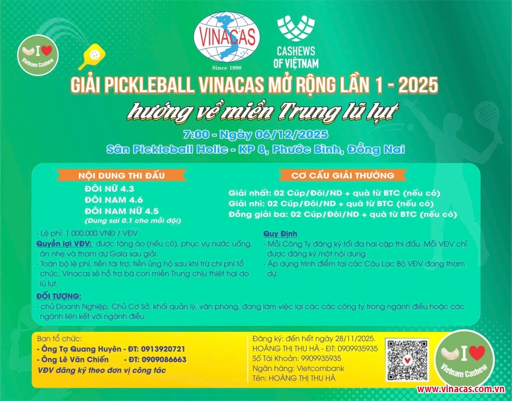 giai pickleball vinacas mo rong huong ve mien trung ruot thit
