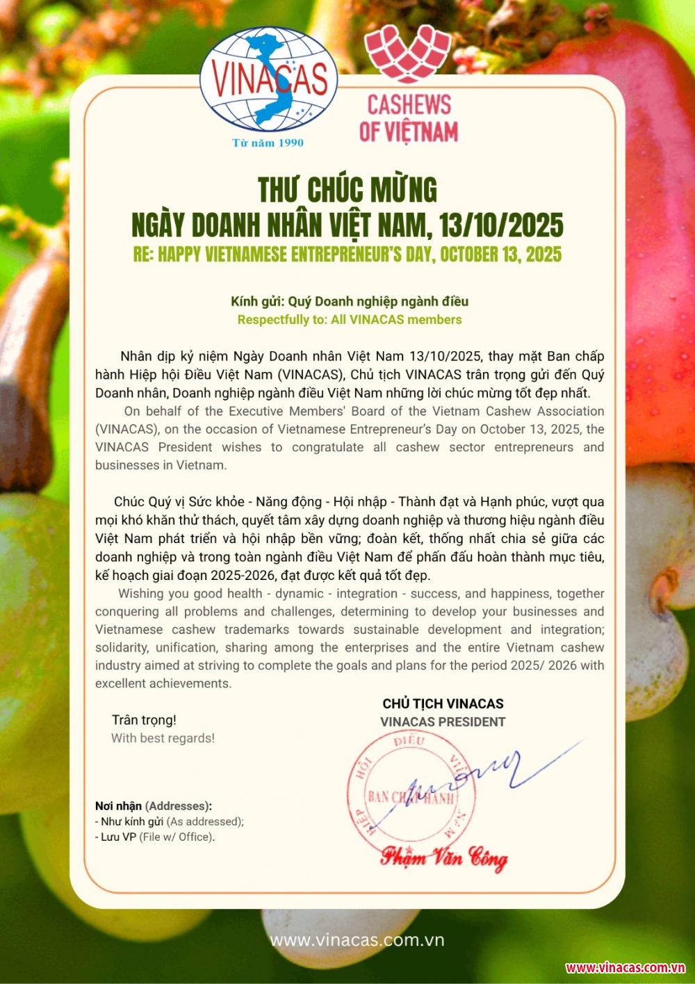 chuc mung ngay doanh nhan viet nam 13 10 2025